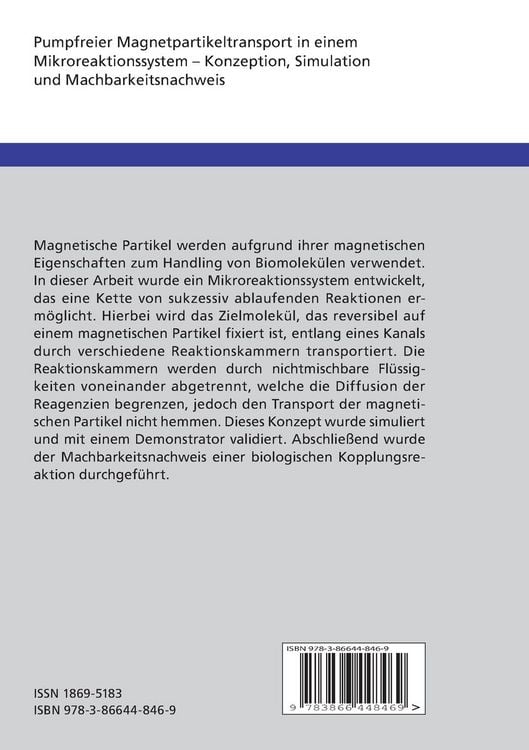 Produktbild: Pumpfreier Magnetpartikeltransport in einem Mikroreaktionssystem : Konzeption, Simulation und Machbarkeitsnachweis