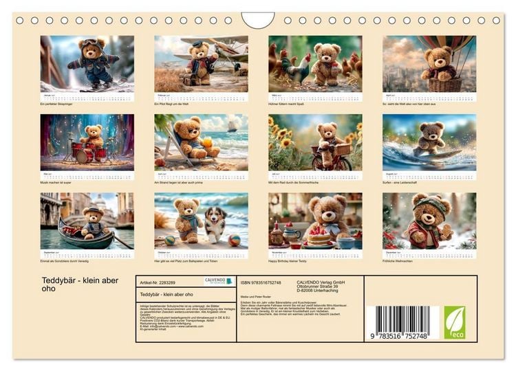 Produktbild: Teddyb&auml;r - klein aber oho (Wandkalender 2027 DIN A4 quer), CALVENDO Monatskalender