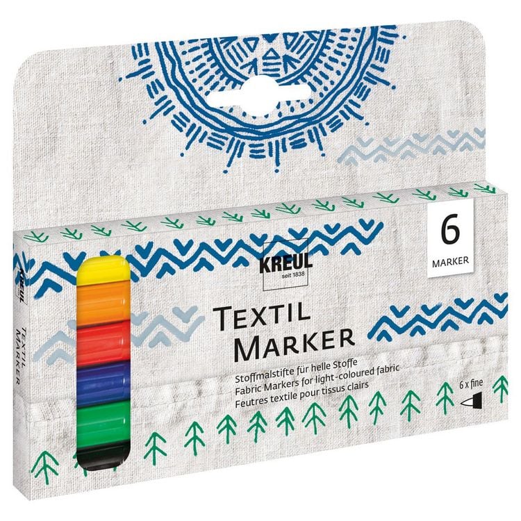 Produktbild: KREUL Textilmarker fine 6 Teile Kartonetui