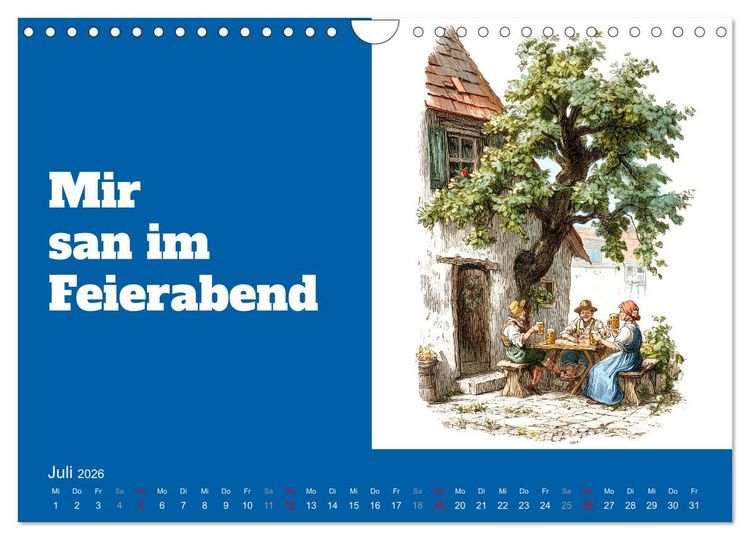 Produktbild: Gria&szlig; Eich! Bayern Kalender mit Dialekt und Mundart (Wandkalender 2026 DIN A4 quer), CALVENDO Monatskalender