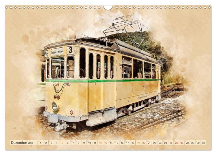 Produktbild: Stra&szlig;enbahn - Faszination auf R&auml;dern (Wandkalender 2026 DIN A3 quer), CALVENDO Monatskalender