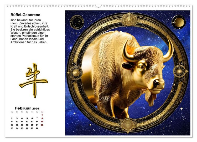 Produktbild: Chinesische Sternzeichen (hochwertiger Premium Wandkalender 2026 DIN A2 quer), Kunstdruck in Hochglanz