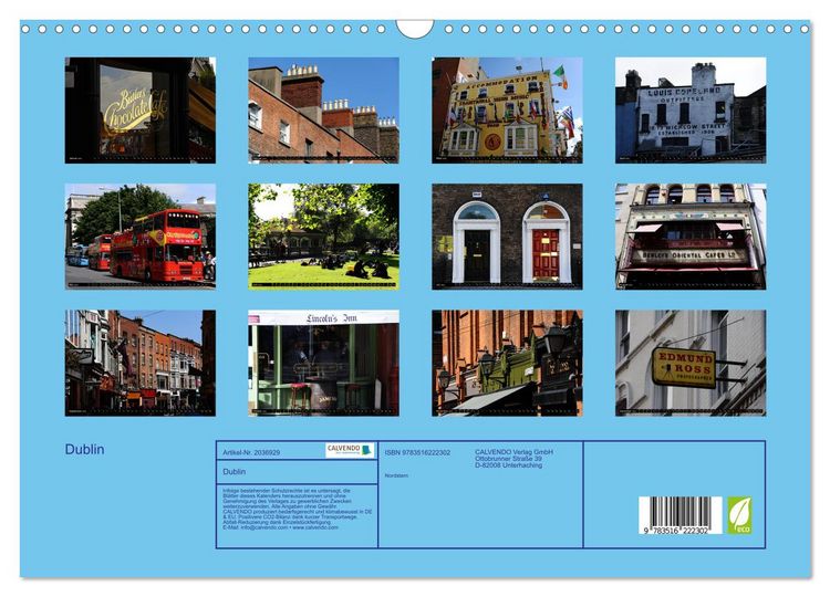 Produktbild: Dublin (Wandkalender 2026 DIN A3 quer), CALVENDO Monatskalender
