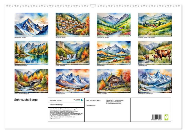 Produktbild: Sehnsucht Berge (Wandkalender 2026 DIN A2 quer), CALVENDO Monatskalender