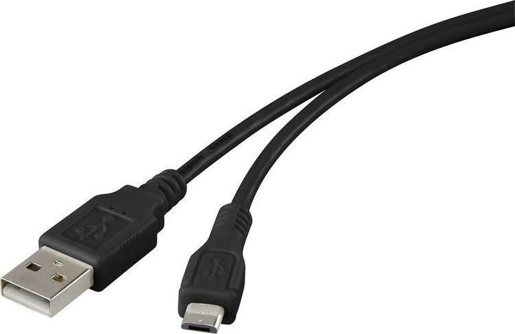 Produktbild: Renkforce USB-Kabel USB 2.0 USB-A Stecker, USB-Micro-B Stecker 1.00 m Schwarz vergoldete Steckkontakte RF-4316220