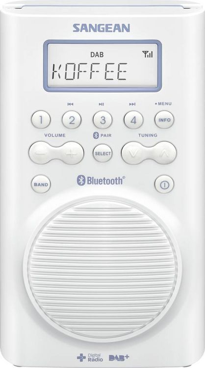 Produktbild: Sangean H205 Badradio DAB+, UKW Bluetooth&reg; wasserdicht Wei&szlig;