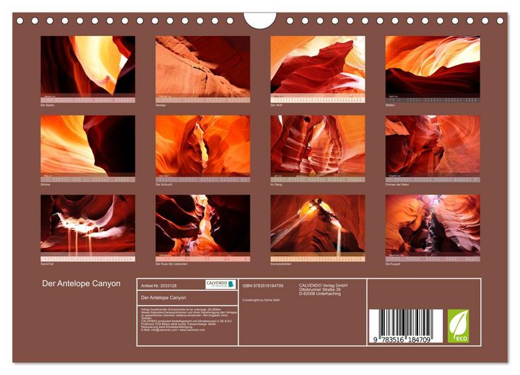 Produktbild: Der Antelope Canyon (Wandkalender 2026 DIN A4 quer), CALVENDO Monatskalender