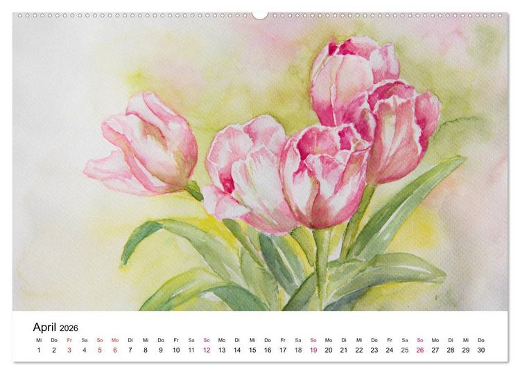 Produktbild: Mit Aquarellen durch das Jahr (hochwertiger Premium Wandkalender 2026 DIN A2 quer), Kunstdruck in Hochglanz