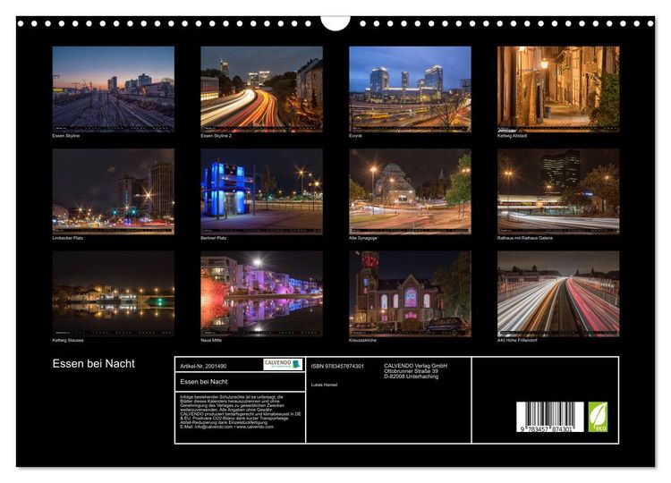 Produktbild: Essen bei Nacht (Wandkalender 2026 DIN A3 quer), CALVENDO Monatskalender