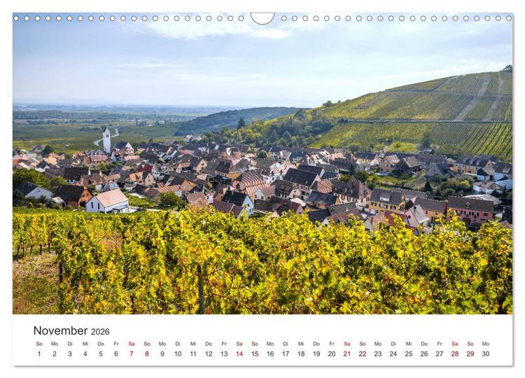 Produktbild: Els&auml;sser Weinstra&szlig;e, malerische D&ouml;rfer in idyllischer Landschaft (Wandkalender 2026 DIN A3 quer), CALVENDO Monatskalender