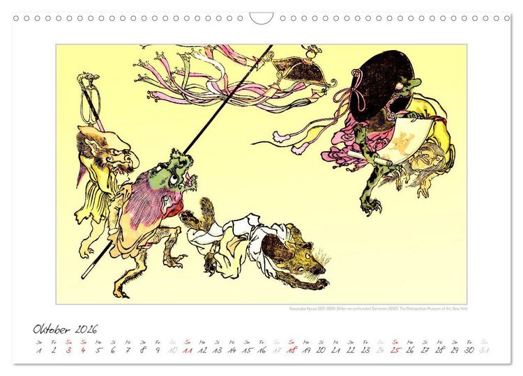 Produktbild: Kawanabe Kyosai - Einhundert D&auml;monen Kunstkalender (Wandkalender 2026 DIN A3 quer), CALVENDO Monatskalender