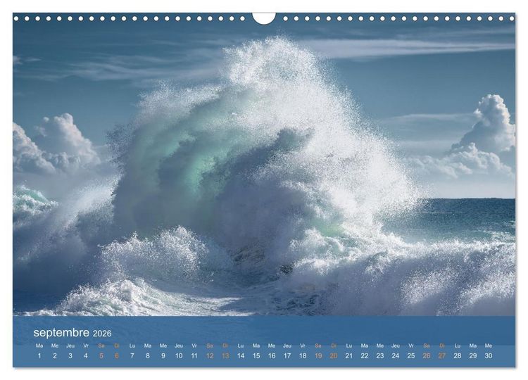 Produktbild: Temp&ecirc;tes c&ocirc;ti&egrave;res - La puissance brute des vagues (Calendrier mural 2026 DIN A3 vertical), CALVENDO calendrier mensuel