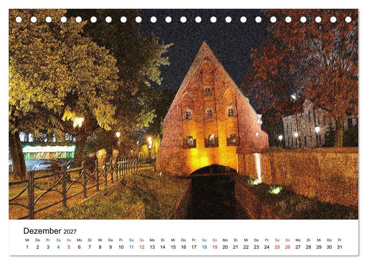 Produktbild: Das alte Danzig - Ein Stadtbummel am Abend (Tischkalender 2027 DIN A5 quer), CALVENDO Monatskalender