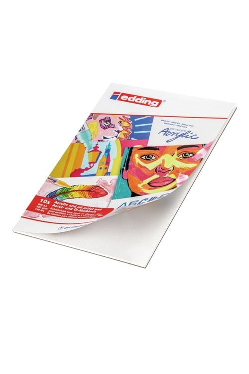Produktbild: edding 30010 Acryl- und &Ouml;lmalblock A4 10 Blatt wei&szlig;