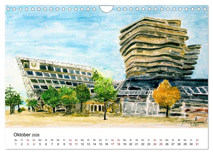 Produktbild: Hamburg in stillen Aquarellen (Wandkalender 2026 DIN A4 quer), CALVENDO Monatskalender