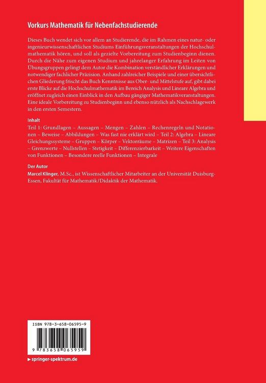 Produktbild: Vorkurs Mathematik f&uuml;r Nebenfachstudierende
