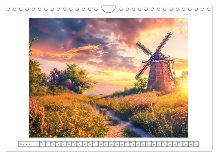 Produktbild: Im Reich der Windm&uuml;hlen (Wandkalender 2026 DIN A4 quer), CALVENDO Monatskalender