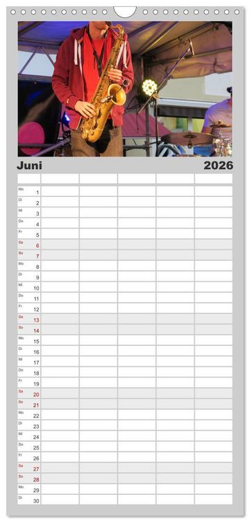 Produktbild: Familienplaner 2026 - SAXOPHON - on stage mit 5 Spalten (Wandkalender, 21 x 45 cm) CALVENDO