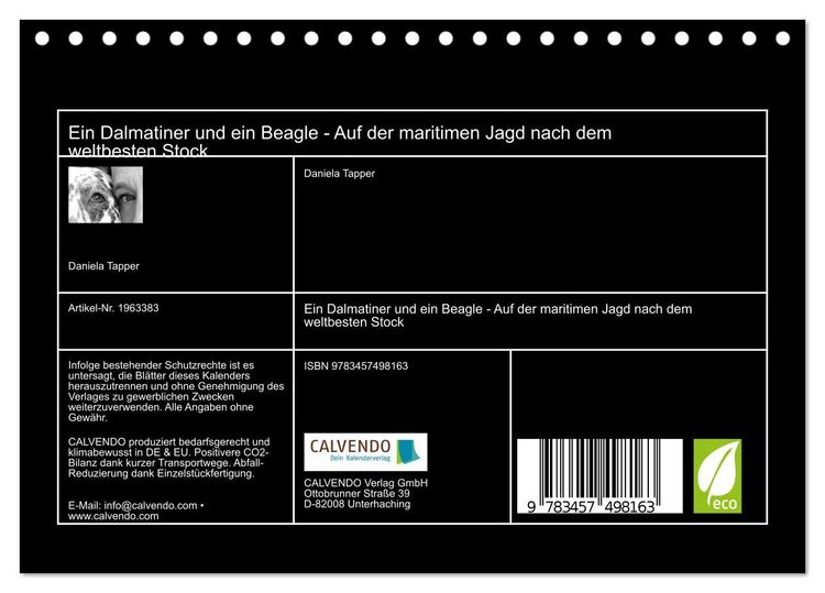 Produktbild: Ein Dalmatiner und ein Beagle - Auf der maritimen Jagd nach dem weltbesten Stock (Tischkalender 2026 DIN A5 quer), CALVENDO Monatskalender