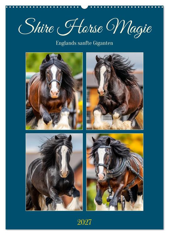 Produktbild: Shire Horse Magie. Englands sanfte Giganten (Wandkalender 2027 DIN A2 hoch), CALVENDO Monatskalender