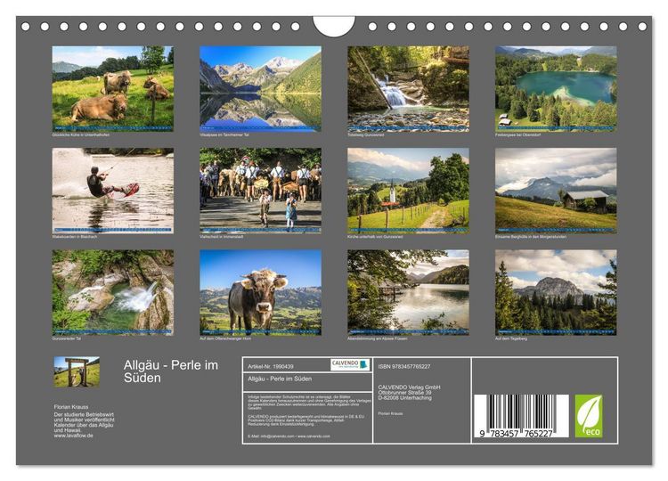 Produktbild: Allg&auml;u - Perle im S&uuml;den (Wandkalender 2026 DIN A4 quer), CALVENDO Monatskalender