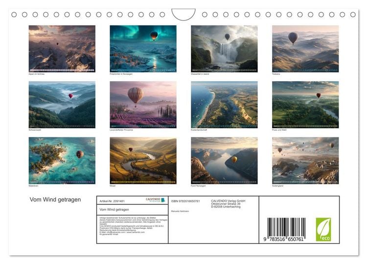 Produktbild: Vom Wind getragen (Wandkalender 2026 DIN A4 quer), CALVENDO Monatskalender