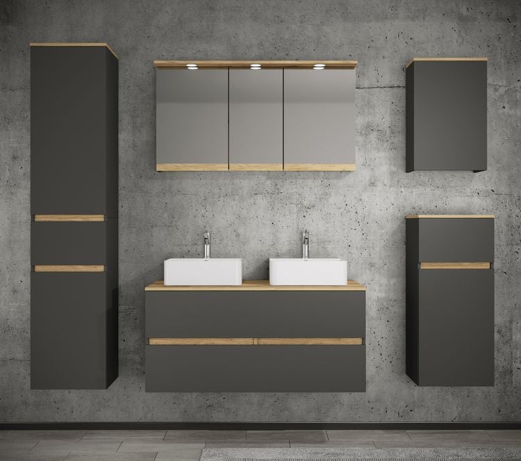 Produktbild: 7 tlg. Badm&ouml;bel-Set mit Waschbecken Cosila-A 111cm