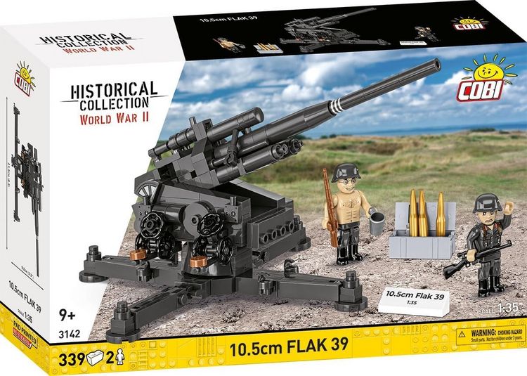 Produktbild: COBI Historical Collection 3142 - 10,5 cm Flak 39, WWII, Bausatz 1:35, 339/2 Klemmbausteine