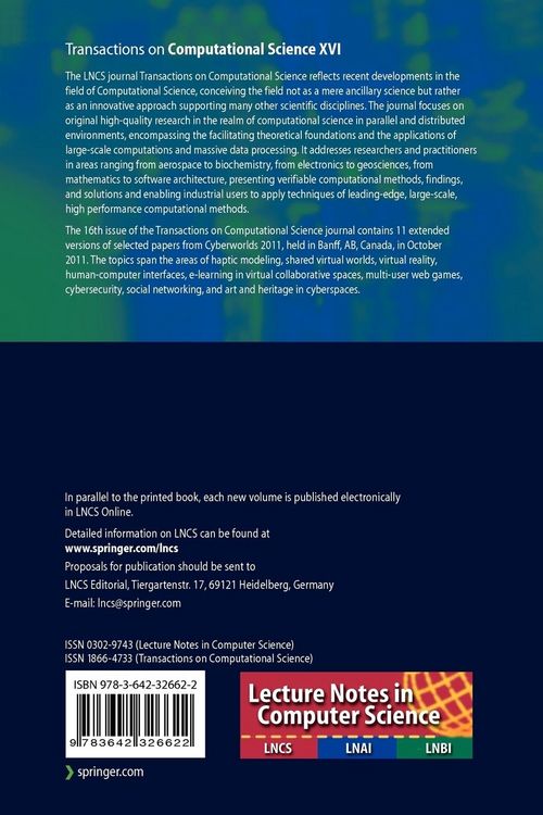 Produktbild: Transactions on Computational Science XVI