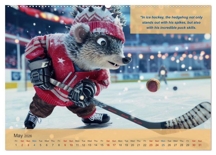 Produktbild: The most charming ice hockey animals in action (Wall Calendar 2026 DIN A2 landscape), CALVENDO 12 Month Wall Calendar