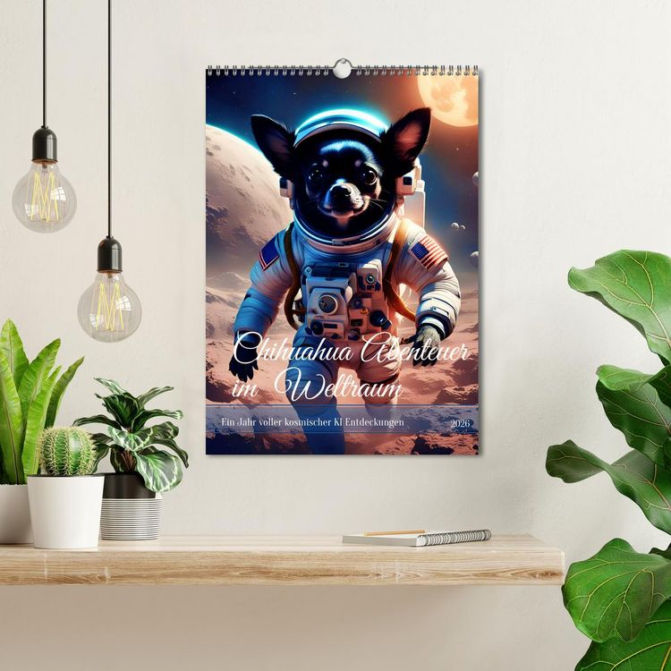 Produktbild: Chihuahua Abenteuer im Weltraum (Wandkalender 2026 DIN A3 hoch), CALVENDO Monatskalender