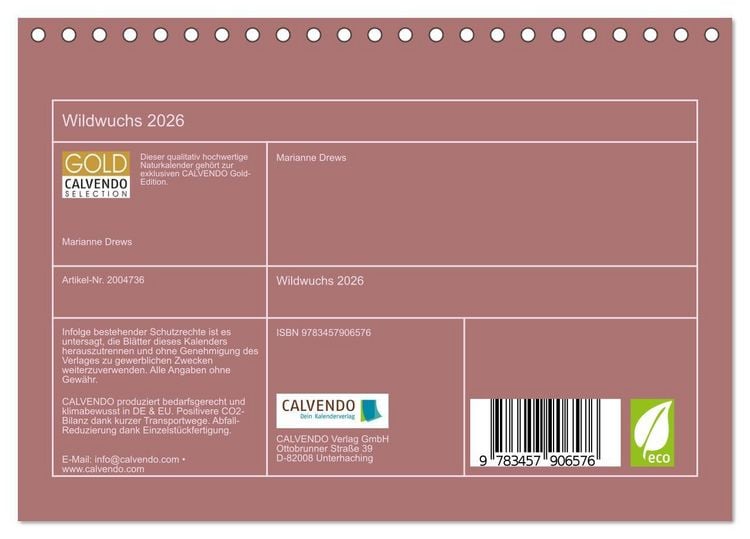 Produktbild: Wildwuchs 2026 (Tischkalender 2026 DIN A5 quer), CALVENDO Monatskalender