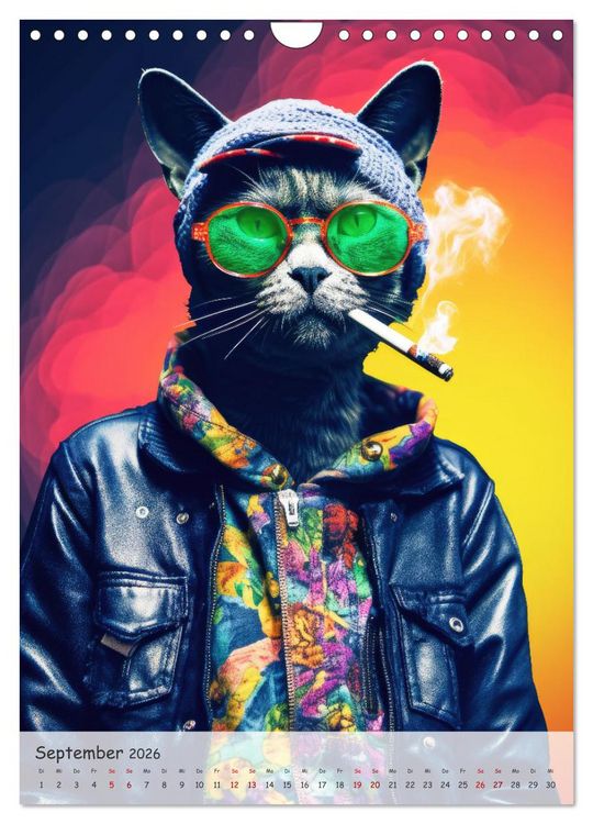 Produktbild: Katzen im lustigen Gangsterlook (Wandkalender 2026 DIN A4 hoch), CALVENDO Monatskalender