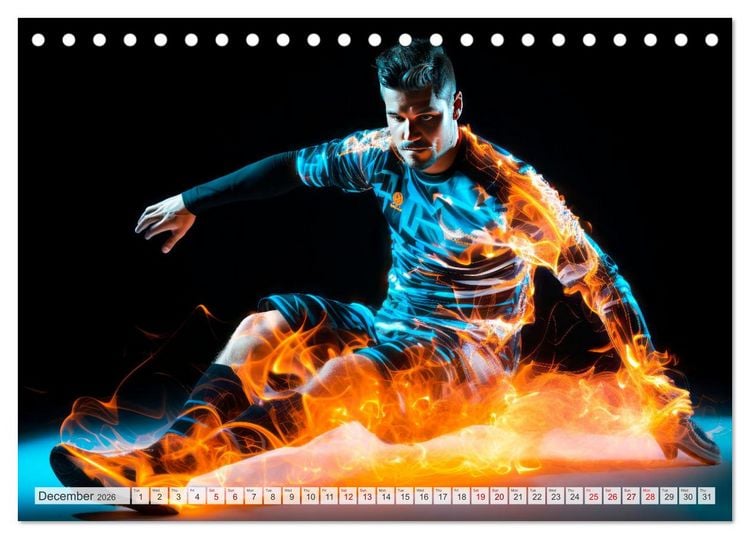 Produktbild: FOOTBALL FEVER Dynamic scenes (Desk Calendar 2026 DIN A5 landscape), CALVENDO 12 Month DeskCalendar