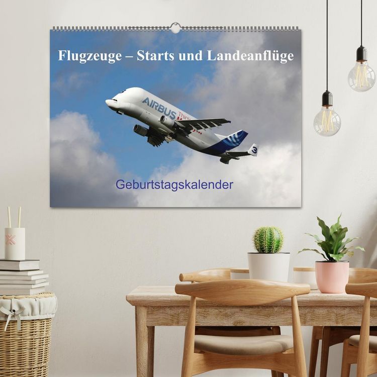 Produktbild: Flugzeuge &ndash; Starts und Landeanfl&uuml;ge Geburtstagsplaner (Wandkalender 2026 DIN A2 quer), CALVENDO Monatskalender