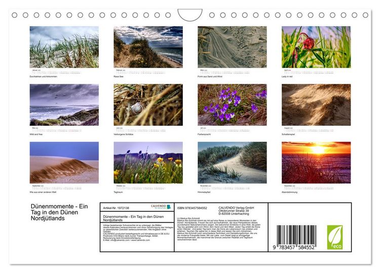 Produktbild: D&uuml;nenmomente - Ein Tag in den D&uuml;nen Nordj&uuml;tlands (Wandkalender 2026 DIN A4 quer), CALVENDO Monatskalender