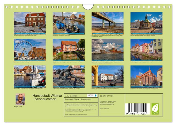 Produktbild: Hansestadt Wismar - Sehnsuchtsort (Wandkalender 2026 DIN A4 quer), CALVENDO Monatskalender