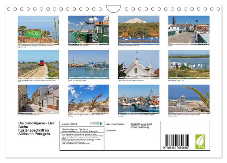 Produktbild: Die Sandalgarve - Der flache K&uuml;stenabschnitt im S&uuml;dosten Portugals (Wandkalender 2026 DIN A4 quer), CALVENDO Monatskalender