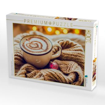 Produktbild: CALVENDO Puzzle Cappuccino mit Weihnachtskugel und Decke | 1000 Teile Lege-Gr&ouml;&szlig;e 64x48cm Foto-Puzzle f&uuml;r gl&uuml;ckliche Stunden