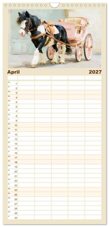 Produktbild: Familienplaner 2027 - Zauberhafte Ponys. Kleine Pferdchen in lieblicher &Ouml;loptik mit 5 Spalten (Wandkalender, 21 x 45 cm) CALVENDO