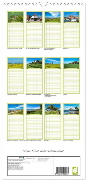 Produktbild: Familienplaner 2026 - Fehmarn - "fe mer" nat&uuml;rlich "am Meer gelegen" mit 5 Spalten (Wandkalender, 21 x 45 cm) CALVENDO