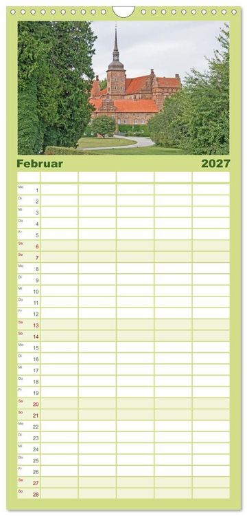Produktbild: Familienplaner 2027 - Schl&ouml;sser in D&auml;nemark mit 5 Spalten (Wandkalender, 21 x 45 cm) CALVENDO
