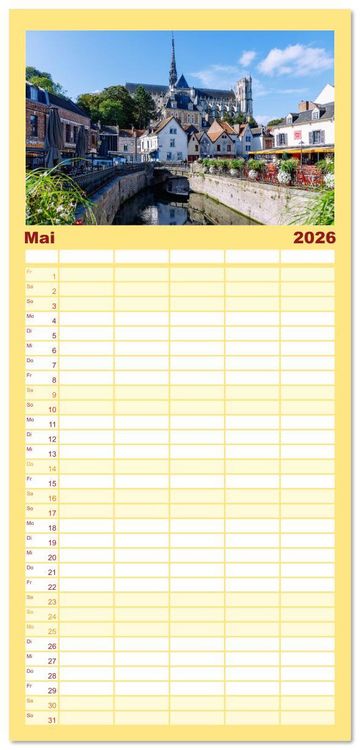 Produktbild: Familienplaner 2026 - Amiens. Die leise Sch&ouml;nheit Nordfrankreichs mit 5 Spalten (Wandkalender, 21 x 45 cm) CALVENDO