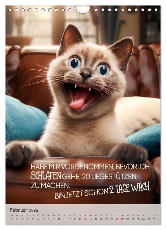 Produktbild: COOLE KATZEN Spr&uuml;cheklopfer (Wandkalender 2026 DIN A4 hoch), CALVENDO Monatskalender