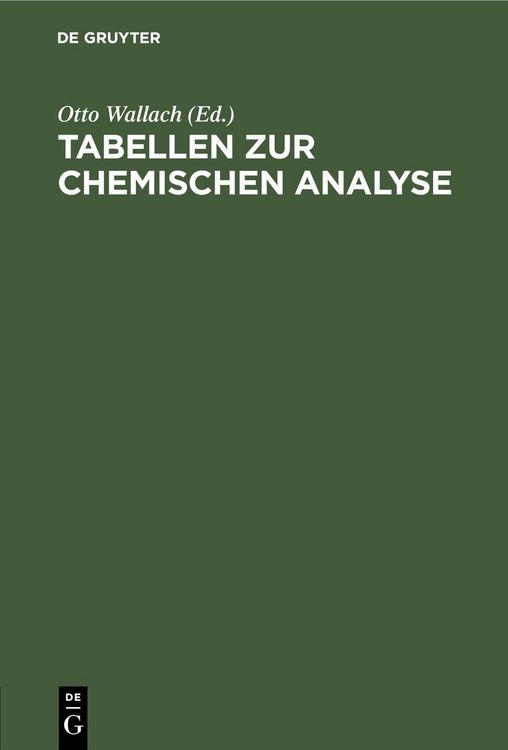 Produktbild: Tabellen zur chemischen Analyse
