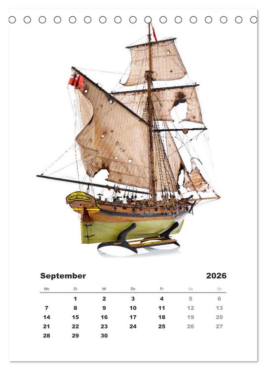 Produktbild: Historische Segelschiffe - Modellbau (Tischkalender 2026 DIN A5 hoch), CALVENDO Monatskalender