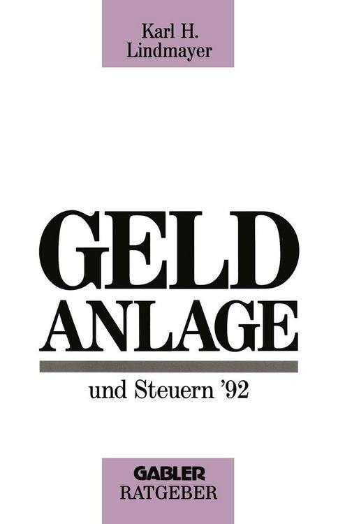 Produktbild: Geldanlage und Steuern '92