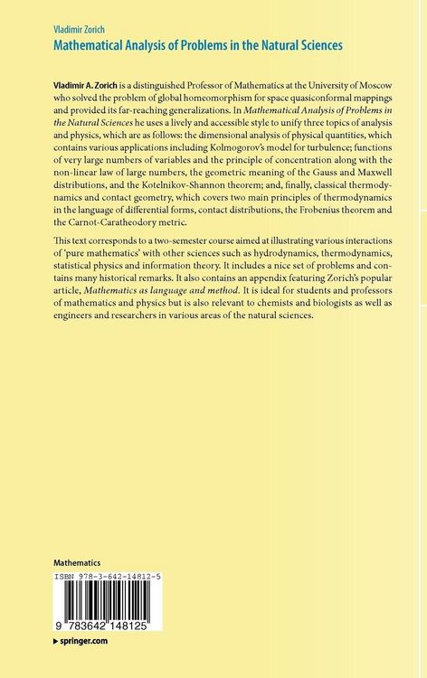 Produktbild: Mathematical Analysis of Problems in the Natural Sciences