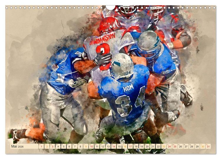 Produktbild: American Football - einfach cool (Wandkalender 2026 DIN A3 quer), CALVENDO Monatskalender