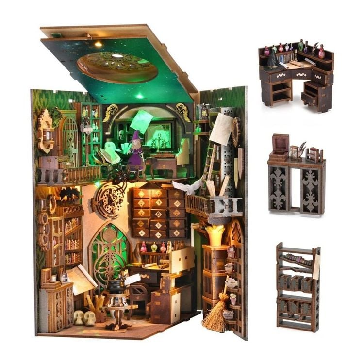 Produktbild: FiguredArt SL05 - DIY Book Nook, Das Haus des Zauberers, Puzzle 309 Teile, Miniatur-Diorama